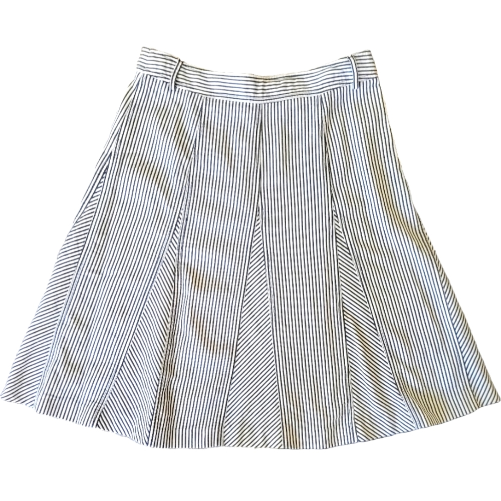 Vtg Skirt Stripped A-line Size Small Navy And White 90s